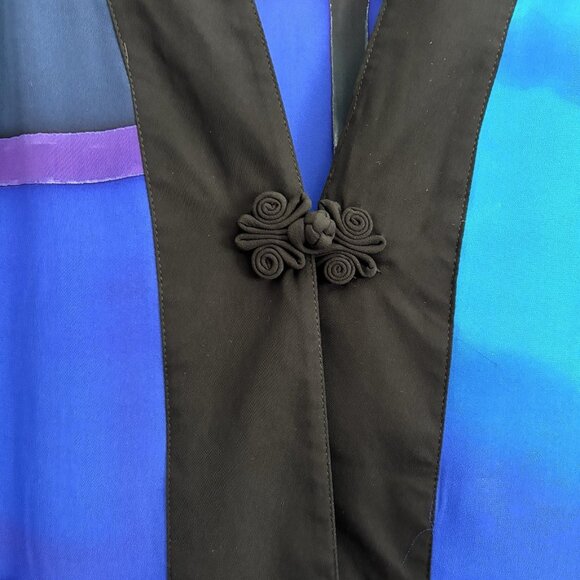 NEW Drapers & Damons Blue and Purple Silk Kimono Front Clasp Women’s Size Large - Picture 5 of 8